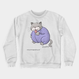 Cat in Purple Pajamas Licking Its Paws Crewneck Sweatshirt